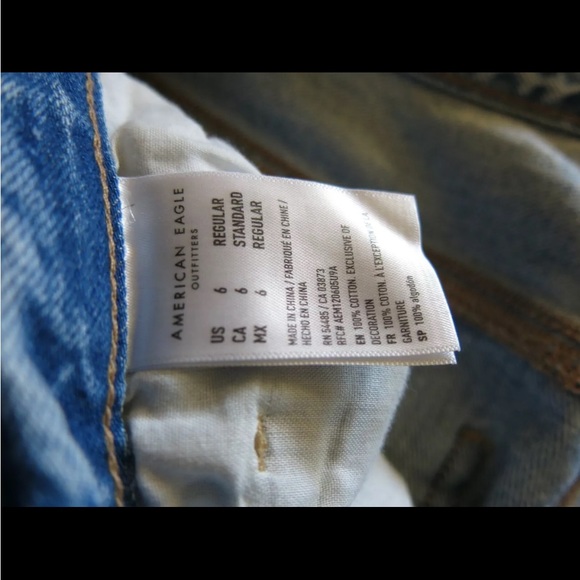 American Eagle ripped straight destroyed distressed jeans pants hi rise 6 rigid - Picture 10 of 11